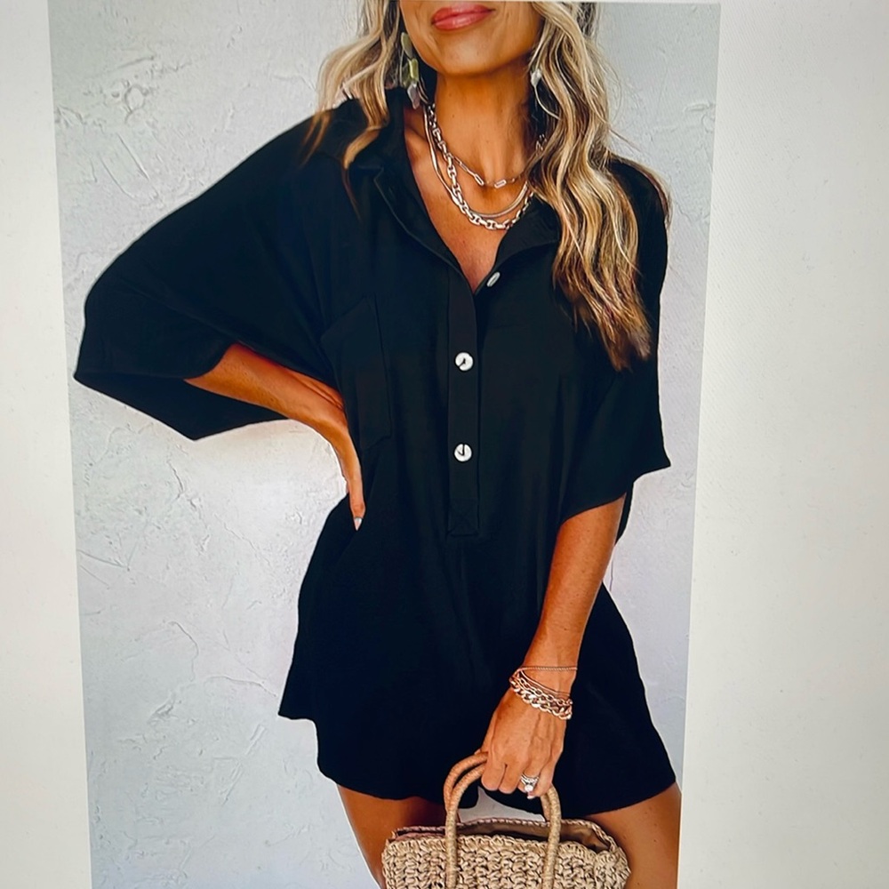 Black Button-Up Jumpsuit romper
